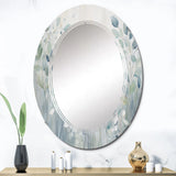 Abstract Botanicals Decorative Mirror - Blue Botanical Rhythms IV - Oval Mirror