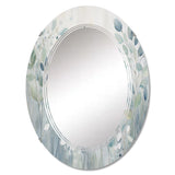 Abstract Botanicals Decorative Mirror - Blue Botanical Rhythms IV - Oval Mirror