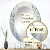 Abstract Botanicals Decorative Mirror - Blue Botanical Rhythms IV - Oval Mirror