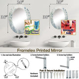 Abstract Botanicals Decorative Mirror - Blue Botanical Rhythms IV - Oval Mirror