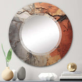 Orange Grey Abstract Redwood Tree Collage - Floral Wall Mirror