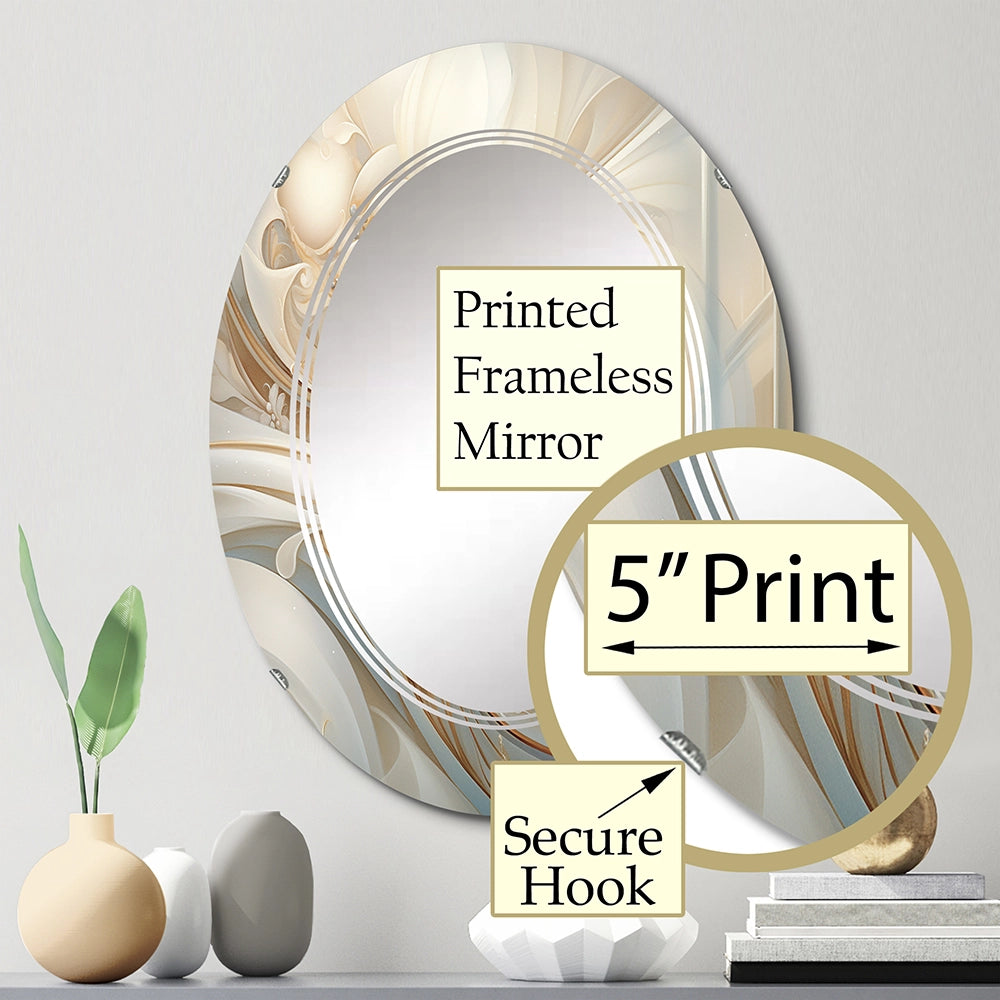 Abstract Spirals Large Wall Mirror - Tender Whirling White Illustration IV - Printed Mirror