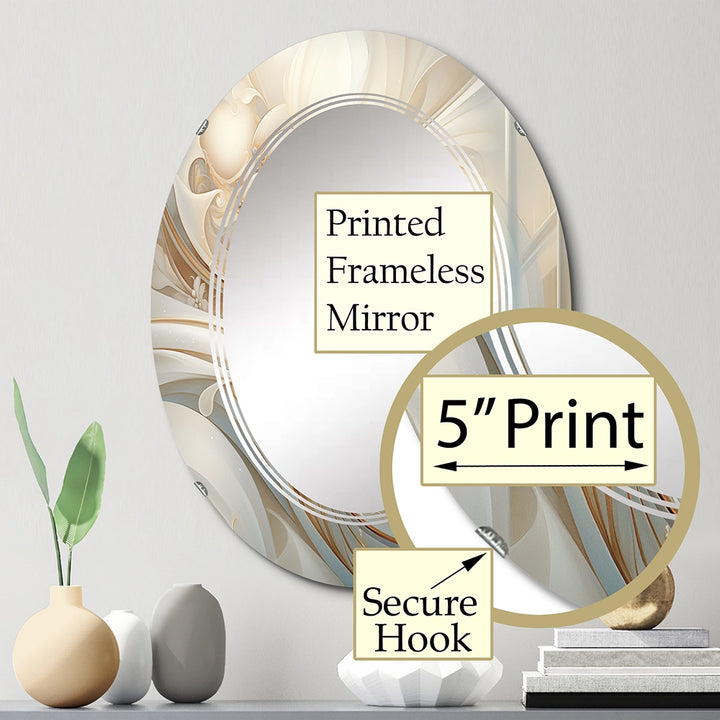 Abstract Spirals Large Wall Mirror - Tender Whirling White Illustration IV - Printed Mirror