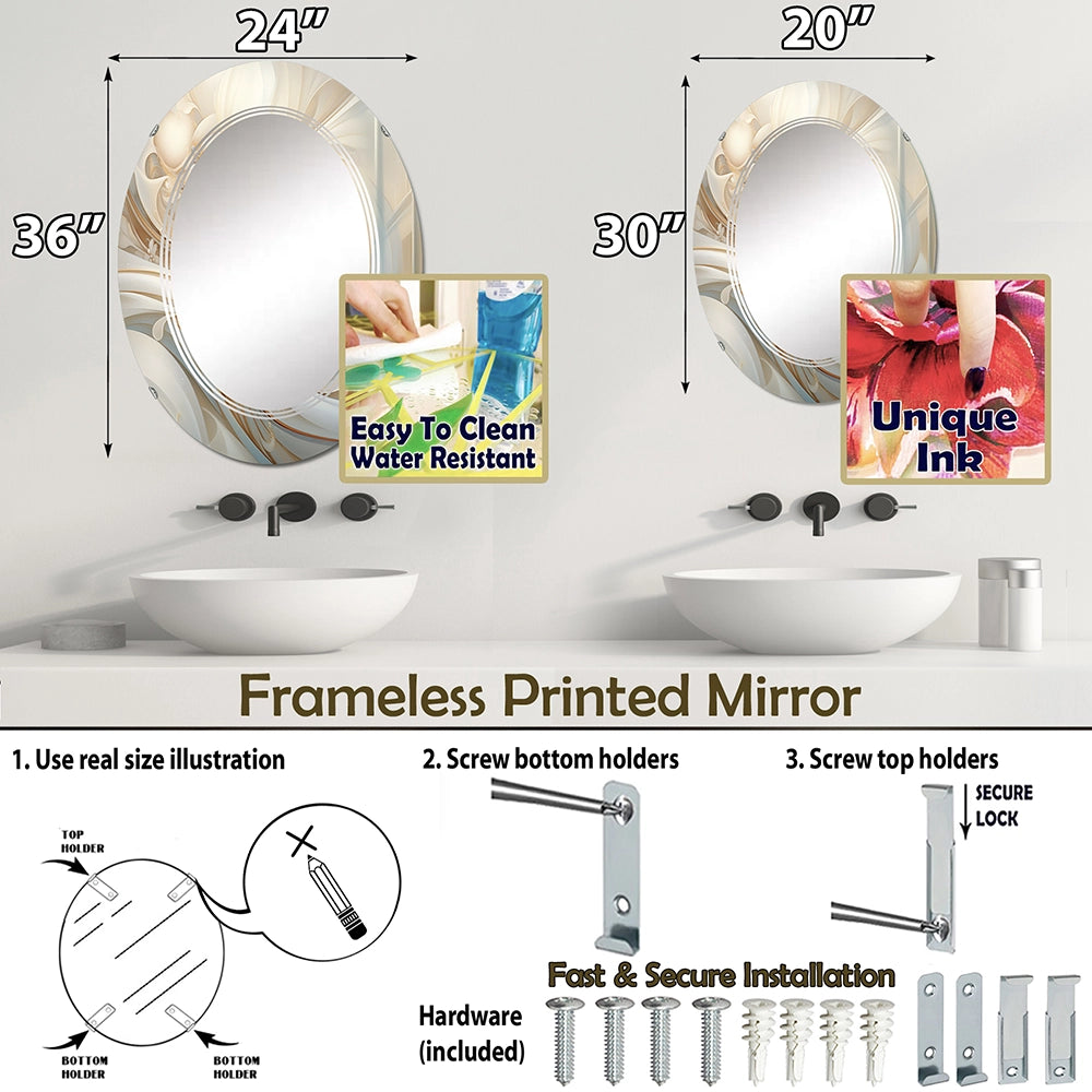 Abstract Spirals Large Wall Mirror - Tender Whirling White Illustration IV - Printed Mirror
