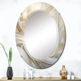 Abstract Spirals Large Wall Mirror - Tender Whirling White Illustration IV - Printed Mirror