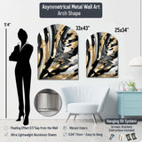 Gold Feather Extravaganza V - Asymmetric Metal Wall Art