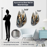 Blue Gold Peonies Celebration IV - Asymmetric Metal Wall Art