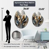 Black, White And Gold Liquid Art I - Asymmetric Metal Wall Art