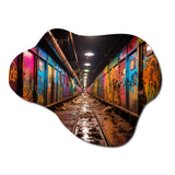 Colorful Tunnel Graffiti Oasis Bold - Asymmetric Metal Wall Art