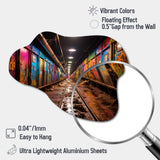 Colorful Tunnel Graffiti Oasis Bold - Asymmetric Metal Wall Art