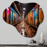 Colorful Tunnel Graffiti Oasis Bold - Asymmetric Metal Wall Art