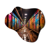 Colorful Tunnel Graffiti Oasis Bold - Asymmetric Metal Wall Art