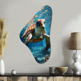 Turtle Aquatic Wandererin Ocean - Asymmetric Metal Wall Art