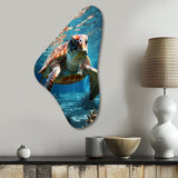 Turtle Aquatic Wandererin Ocean - Asymmetric Metal Wall Art