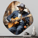 USA Muscian Palying Memphis Blues - Asymmetric Metal Wall Art