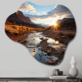 Sunset In Utah Mountain III - Asymmetric Metal Wall Art