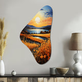 Vangogh Harvest Time In The Wheat Fields I - Asymmetric Metal Wall Art