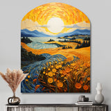 Vangogh Harvest Time In The Wheat Fields II - Asymmetric Metal Wall Art