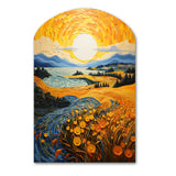 Vangogh Harvest Time In The Wheat Fields II - Asymmetric Metal Wall Art