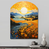 Vangogh Harvest Time In The Wheat Fields II - Asymmetric Metal Wall Art