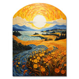 Vangogh Harvest Time In The Wheat Fields II - Asymmetric Metal Wall Art