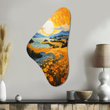 Vangogh Harvest Time In The Wheat Fields II - Asymmetric Metal Wall Art