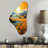 Vangogh Harvest Time In The Wheat Fields II - Asymmetric Metal Wall Art