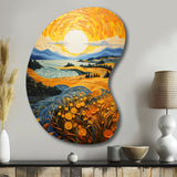 Vangogh Harvest Time In The Wheat Fields II - Asymmetric Metal Wall Art