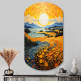 Vangogh Harvest Time In The Wheat Fields II - Asymmetric Metal Wall Art