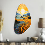 Vangogh Harvest Time In The Wheat Fields II - Asymmetric Metal Wall Art