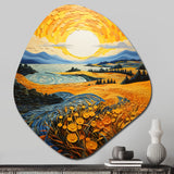 Vangogh Harvest Time In The Wheat Fields II - Asymmetric Metal Wall Art