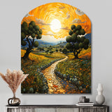 Vangogh Olive Grove In Province - Asymmetric Metal Wall Art