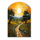 Vangogh Olive Grove In Province - Asymmetric Metal Wall Art