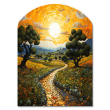 Vangogh Olive Grove In Province - Asymmetric Metal Wall Art