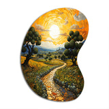 Vangogh Olive Grove In Province - Asymmetric Metal Wall Art