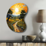 Vangogh Olive Grove In Province - Asymmetric Metal Wall Art