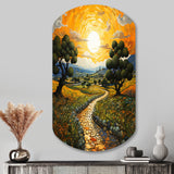 Vangogh Olive Grove In Province - Asymmetric Metal Wall Art