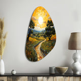 Vangogh Olive Grove In Province - Asymmetric Metal Wall Art