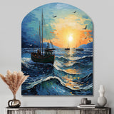 Vangogh Seascape With Fishing III - Asymmetric Metal Wall Art