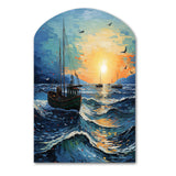 Vangogh Seascape With Fishing III - Asymmetric Metal Wall Art