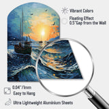 Vangogh Seascape With Fishing III - Asymmetric Metal Wall Art