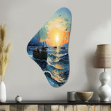 Vangogh Seascape With Fishing III - Asymmetric Metal Wall Art