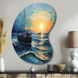 Vangogh Seascape With Fishing III - Asymmetric Metal Wall Art