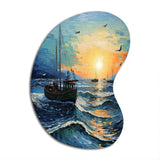 Vangogh Seascape With Fishing III - Asymmetric Metal Wall Art