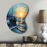 Vangogh Seascape With Fishing III - Asymmetric Metal Wall Art