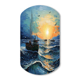 Vangogh Seascape With Fishing III - Asymmetric Metal Wall Art