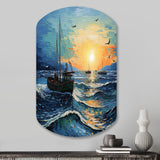 Vangogh Seascape With Fishing III - Asymmetric Metal Wall Art