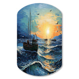 Vangogh Seascape With Fishing III - Asymmetric Metal Wall Art