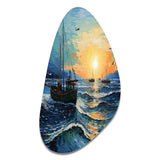 Vangogh Seascape With Fishing III - Asymmetric Metal Wall Art