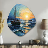 Vangogh Seascape With Fishing III - Asymmetric Metal Wall Art